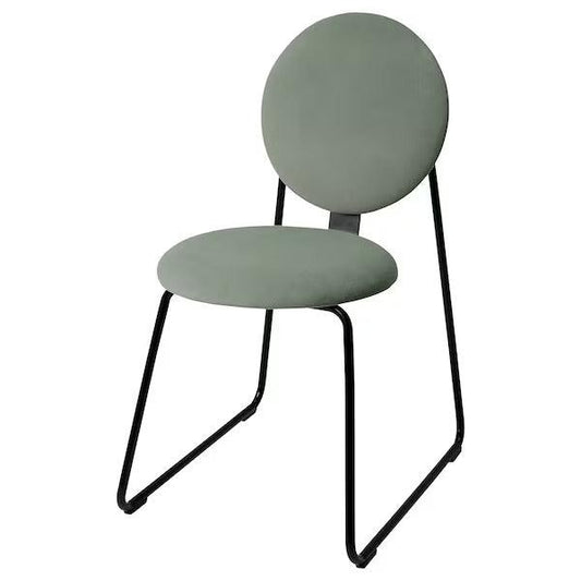 Dining Office Side Chair Round Fabric Sage Green Fabric Velvet Seat / backrest and black metal frame-Each-Distinct Designs (London) Ltd