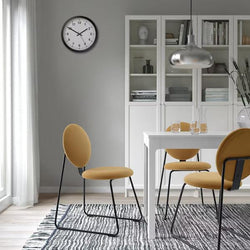 Dining Office Side Chair Round Fabric Mustard Yellow Fabric Velvet Seat / backrest black metal frame-Distinct Designs (London) Ltd