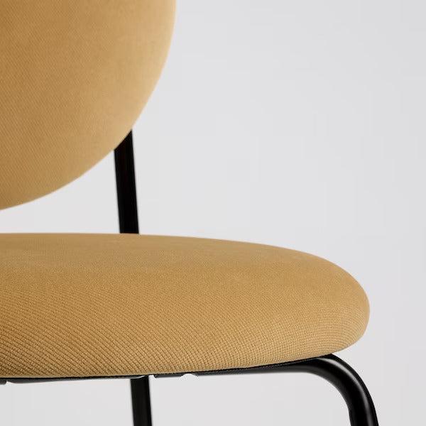 Dining Office Side Chair Round Fabric Mustard Yellow Fabric Velvet Seat / backrest black metal frame-Distinct Designs (London) Ltd