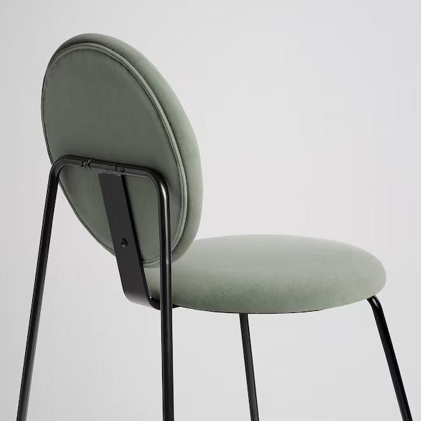 Dining Office Side Chair Round Fabric Sage Green Fabric Velvet Seat / backrest and black metal frame-Distinct Designs (London) Ltd
