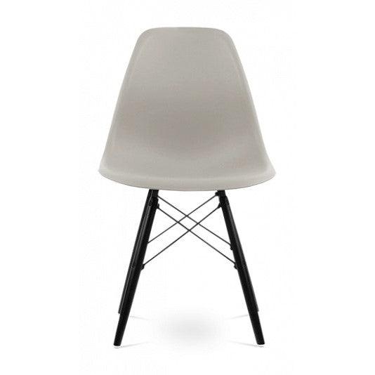 Distinct Classic Mid-Century Design Dining Office Beige Chair with choice of braced Wooden Legs-Black Wood-Distinct Designs (London) Ltd