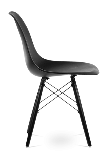 Distinct Classic Mid-Century Design Dining Office Black Chair with choice of braced Wooden Legs-Distinct Designs (London) Ltd