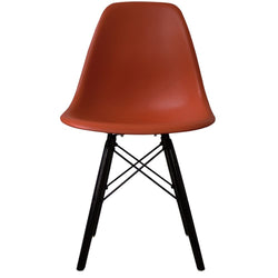 Distinct Classic Mid-Century Design Dining Office Brick Red Chair with choice of braced Wooden Legs-Black Wood-Distinct Designs (London) Ltd