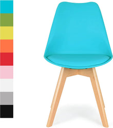 Distinct Designs Classic Mid-Century Design Dining Office Chair in durable Pearl Blue PP Plastic-Natural Beach-Distinct Designs (London) Ltd