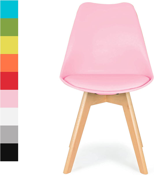Distinct Designs Classic Mid-Century Design Dining Office Chair in durable Pink PP Plastic-Natural Beach-Distinct Designs (London) Ltd