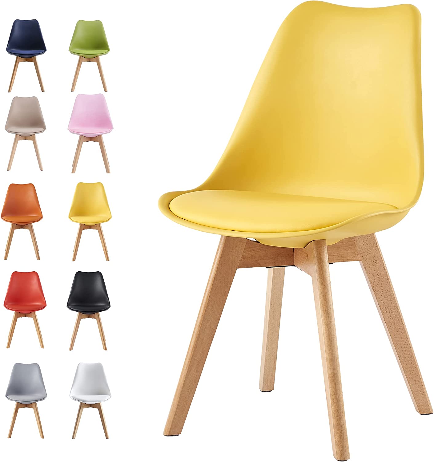 Distinct Designs Classic Mid-Century Design Dining Office Chair in durable Yellow PP Plastic-Natural Beach-Distinct Designs (London) Ltd