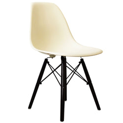 Distinct Classic Mid-Century Design Dining Office Cream White Chair with choice of braced Wooden Leg-Distinct Designs (London) Ltd