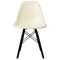 Distinct Classic Mid-Century Design Dining Office Cream White Chair with choice of braced Wooden Leg-Black Wood-Distinct Designs (London) Ltd