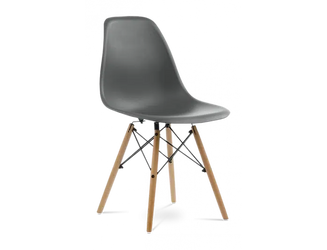Distinct Classic Mid-Century Design Dining Office Dark Grey Chair with choice of braced Wooden Legs-Distinct Designs (London) Ltd