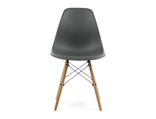 Distinct Classic Mid-Century Design Dining Office Dark Grey Chair with choice of braced Wooden Legs-Natural Beach-Distinct Designs (London) Ltd