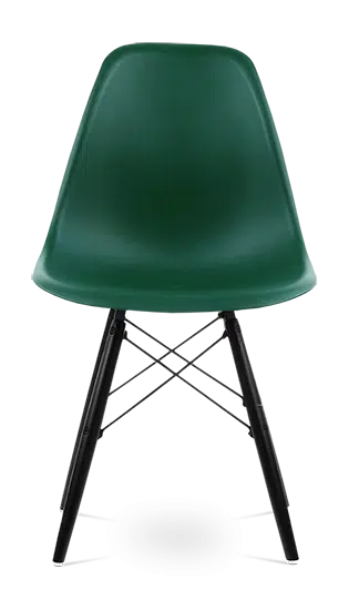 Distinct Classic Mid-Century Dining Office Emerald Green Chair with choice of braced Wooden Legs-Black Wood-Distinct Designs (London) Ltd
