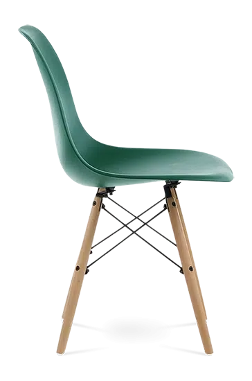Distinct Classic Mid-Century Dining Office Emerald Green Chair with choice of braced Wooden Legs-Distinct Designs (London) Ltd
