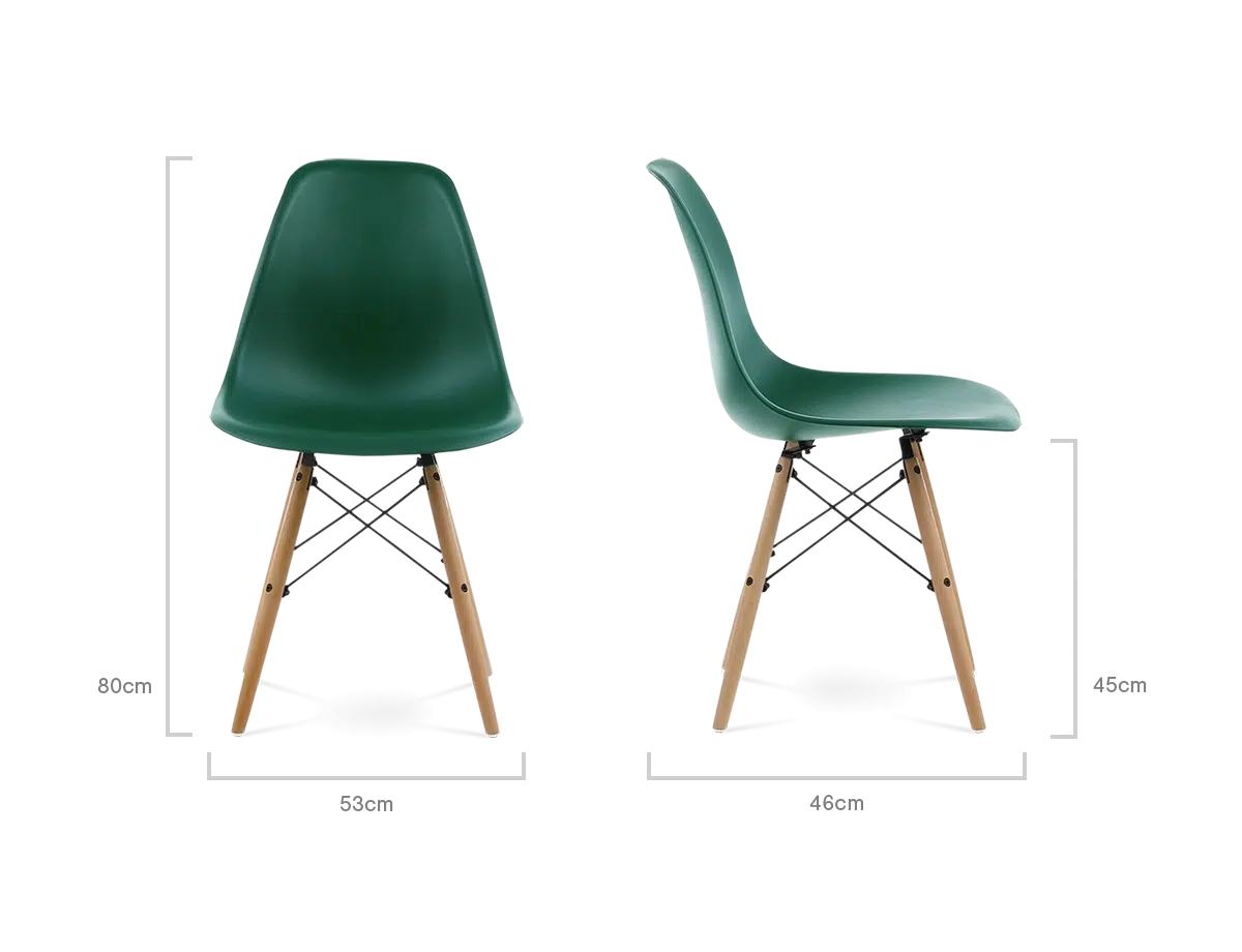 Distinct Classic Mid-Century Dining Office Emerald Green Chair with choice of braced Wooden Legs-Distinct Designs (London) Ltd