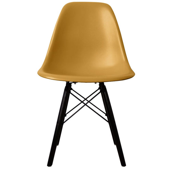 Distinct Classic Mid-Century Design Dining Office Gold Yellow Chair with choice of braced Wooden Leg-Black Wood-Distinct Designs (London) Ltd