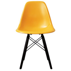 Distinct Classic Mid-Century style Dining Office Honey Yellow Chair with choice of braced Wooden Leg-Black Wood-Distinct Designs (London) Ltd