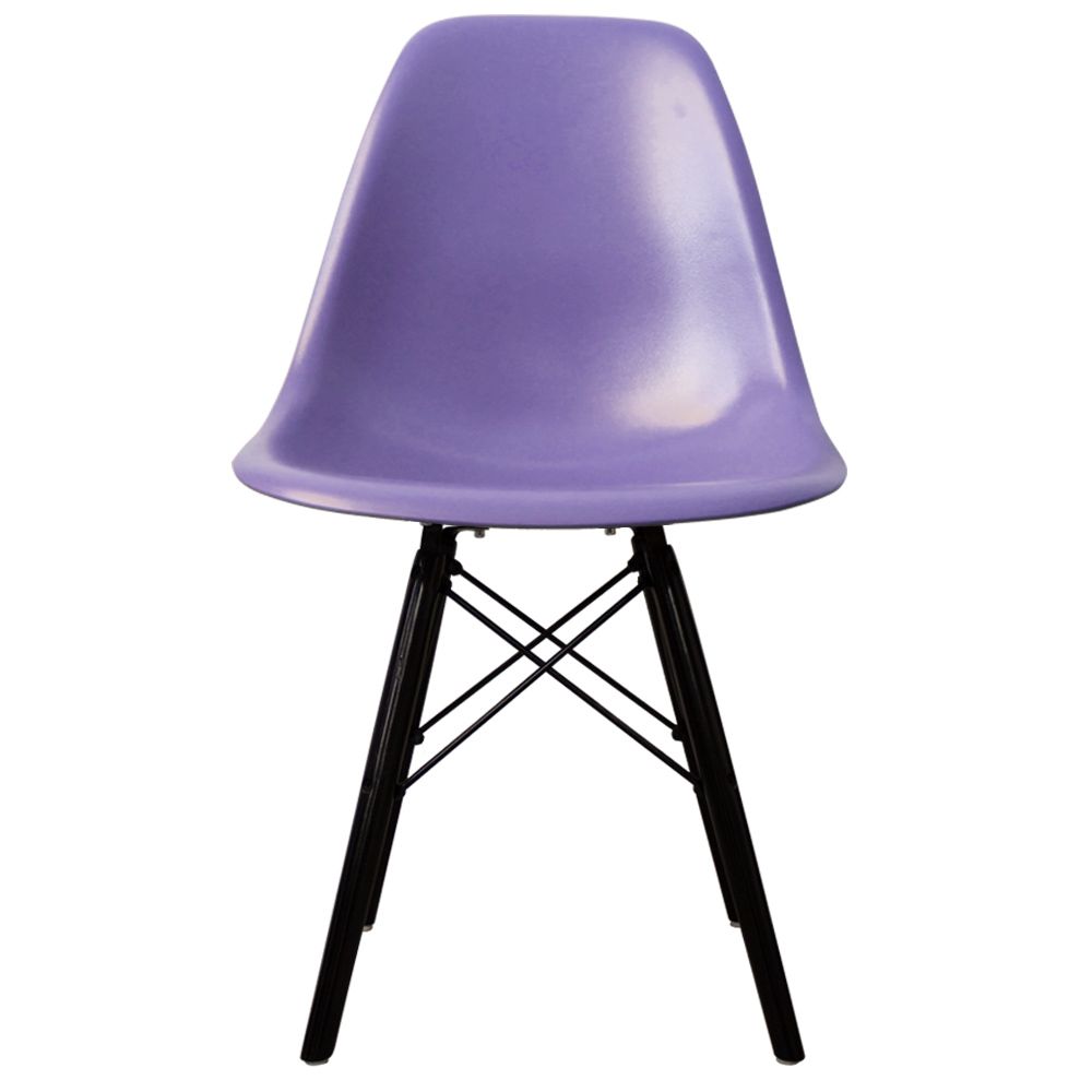 Distinct Classic Mid-Century Design Dining Office Iris Purple Chair with choice of braced Wooden Leg-Black Wood-Distinct Designs (London) Ltd