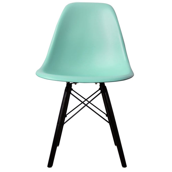 Distinct Classic Mid-Century Design Dining Office Light Aqua Chair with choice of braced Wooden Legs-Black Wood-Distinct Designs (London) Ltd