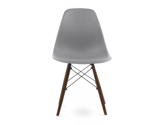 Distinct Classic Mid-Century Design Dining Office Light Grey Chair with choice of braced Wooden Legs-Walnut-Distinct Designs (London) Ltd