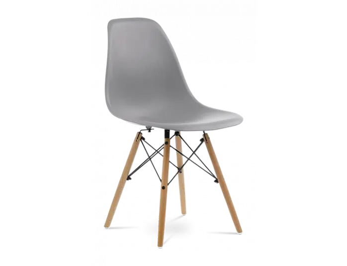 Distinct Classic Mid-Century Design Dining Office Light Grey Chair with choice of braced Wooden Legs-Distinct Designs (London) Ltd