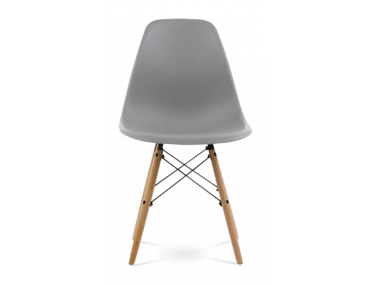 Distinct Classic Mid-Century Design Dining Office Light Grey Chair with choice of braced Wooden Legs-Natural Beach-Distinct Designs (London) Ltd