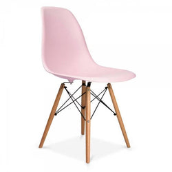 Distinct Classic Mid-Century Dining Office Light Pastel Pink Chair with choice of braced Wooden Legs-Natural Beach-Distinct Designs (London) Ltd