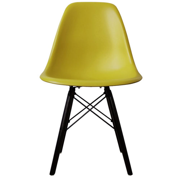 Distinct Classic Mid-Century Dining Office Mustard Yellow Chair with choice of braced Wooden Legs-Black Wood-Distinct Designs (London) Ltd
