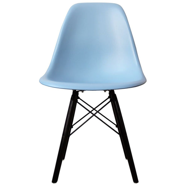Distinct Classic Mid-Century Design Dining Office Sky Blue Chair with choice of braced Wooden Legs-Black Wood-Distinct Designs (London) Ltd