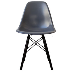 Distinct Classic Mid-Century Design Dining Office Slate Grey Chair with choice of braced Wooden Legs-Black Wood-Distinct Designs (London) Ltd