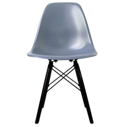 Distinct Classic Mid-Century Design Dining Office Steel Blue Chair with choice of braced Wooden Legs-Black Wood-Distinct Designs (London) Ltd