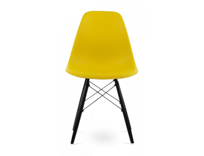 Distinct Classic Mid-Century Dining Office Sunshine Yellow Chair with choice of braced Wooden Legs-Black Wood-Distinct Designs (London) Ltd