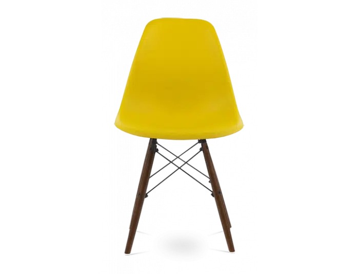 Distinct Classic Mid-Century Dining Office Sunshine Yellow Chair with choice of braced Wooden Legs-Walnut-Distinct Designs (London) Ltd