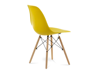 Distinct Classic Mid-Century Dining Office Sunshine Yellow Chair with choice of braced Wooden Legs-Distinct Designs (London) Ltd
