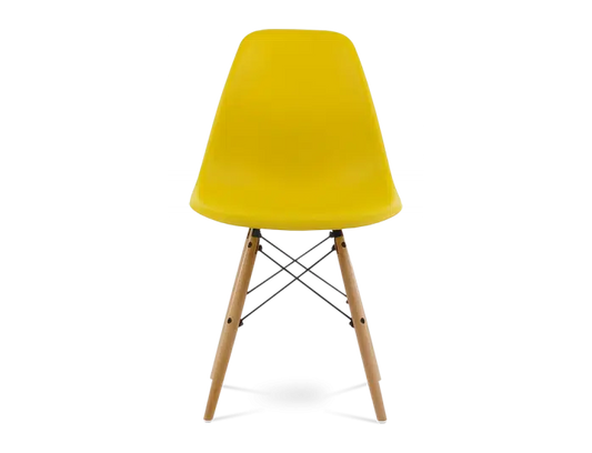 Distinct Classic Mid-Century Dining Office Sunshine Yellow Chair with choice of braced Wooden Legs-Natural Beach-Distinct Designs (London) Ltd