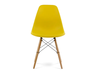 Distinct Classic Mid-Century Dining Office Sunshine Yellow Chair with choice of braced Wooden Legs-Natural Beach-Distinct Designs (London) Ltd