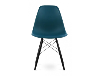 Distinct Classic Mid-Century Design Dining Office Teal Blue Chair with choice of braced Wooden Legs-Black Wood-Distinct Designs (London) Ltd