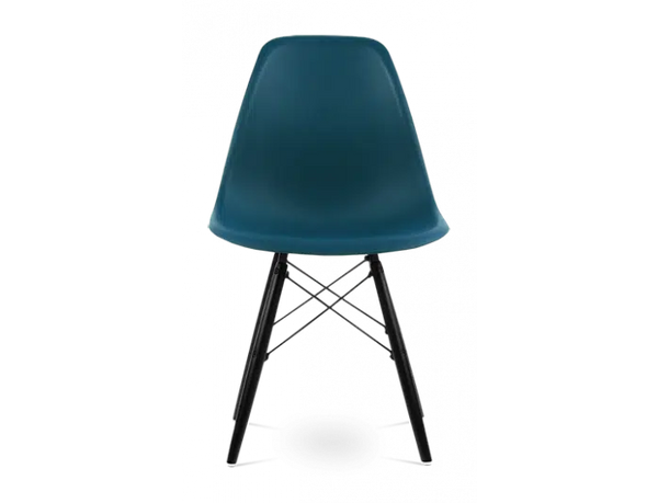 Distinct Classic Mid-Century Design Dining Office Teal Blue Chair with choice of braced Wooden Legs-Black Wood-Distinct Designs (London) Ltd