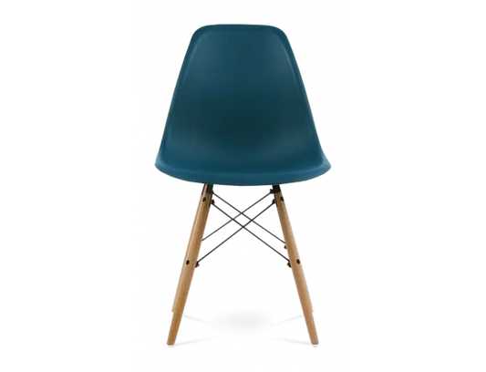 Distinct Classic Mid-Century Design Dining Office Teal Blue Chair with choice of braced Wooden Legs-Natural Beach-Distinct Designs (London) Ltd