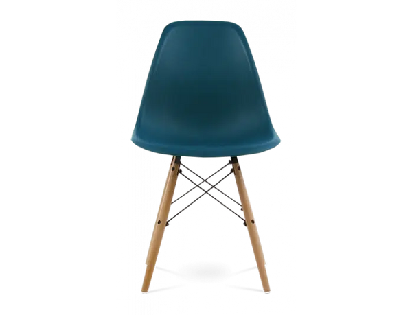 Distinct Classic Mid-Century Design Dining Office Teal Blue Chair with choice of braced Wooden Legs-Natural Beach-Distinct Designs (London) Ltd
