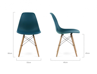 Distinct Classic Mid-Century Design Dining Office Teal Blue Chair with choice of braced Wooden Legs-Distinct Designs (London) Ltd
