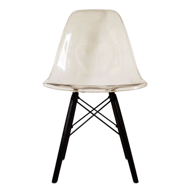Distinct Classic Mid-Century Dining Office Transparent Smoke Chair with choice of braced Wooden Legs-Black Wood-Distinct Designs (London) Ltd