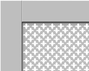SALE White Framed Clip on Radiator Heater Covers with Classic decorative grille screening panel-Fleur de Lis 70x180cm-Distinct Designs (London) Ltd
