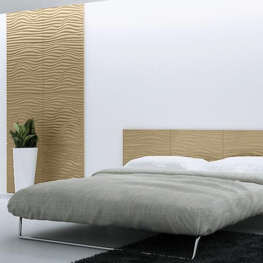 Decorative 3D Textured Feature Wall Panels in Gold Finish with Nautical Coastal WAVE Design Pattern-Gold-2 x 60x120cm / 23x47"-Distinct Designs (London) Ltd