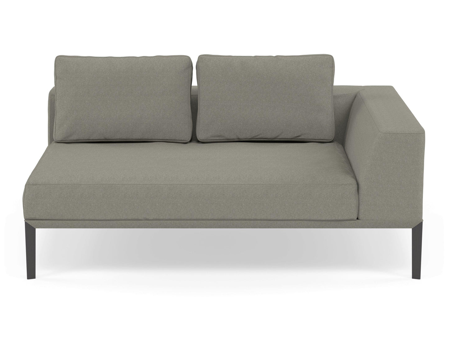 Modern 2 Seater Chaise Lounge Style Sofa with Left Armrest in Silver Grey Fabric-Wenge Oak-Distinct Designs (London) Ltd