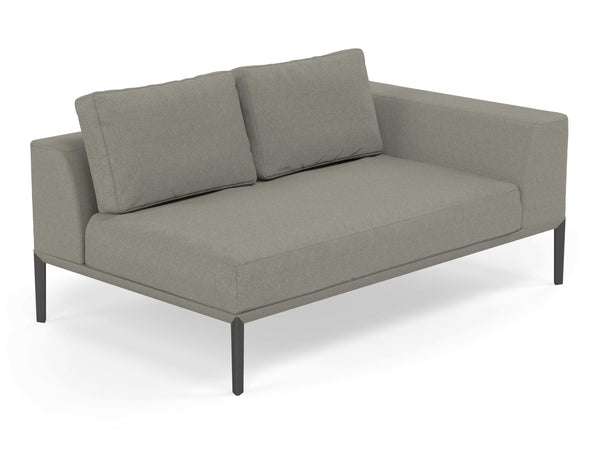 Modern 2 Seater Chaise Lounge Style Sofa with Left Armrest in Silver Grey Fabric-Distinct Designs (London) Ltd