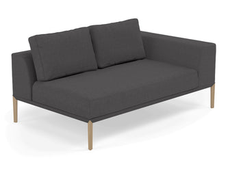 Modern 2 Seater Chaise Lounge Style Sofa with Left Armrest in Slate Grey Fabric-Distinct Designs (London) Ltd