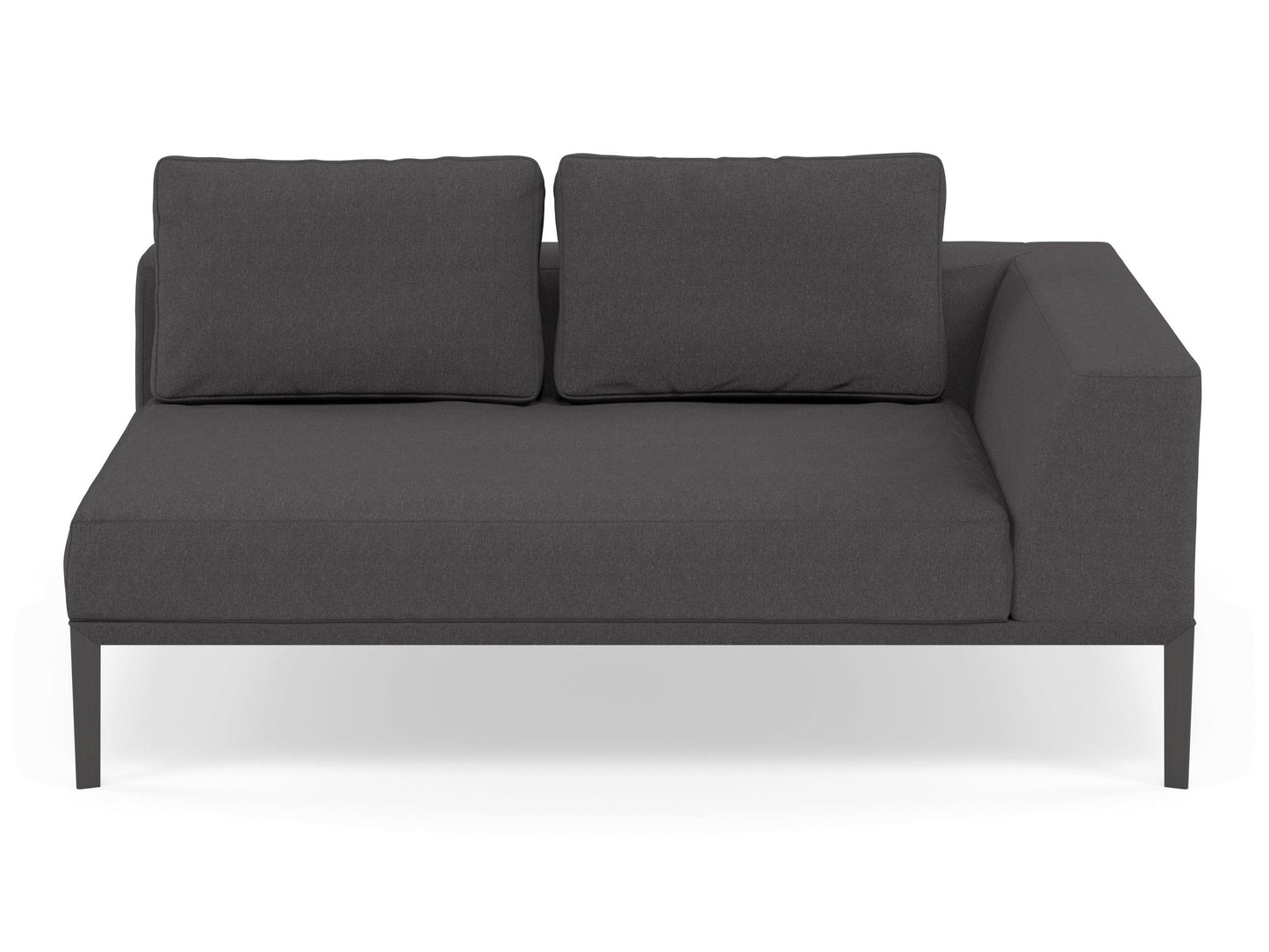 Modern 2 Seater Chaise Lounge Style Sofa with Left Armrest in Slate Grey Fabric-Wenge Oak-Distinct Designs (London) Ltd