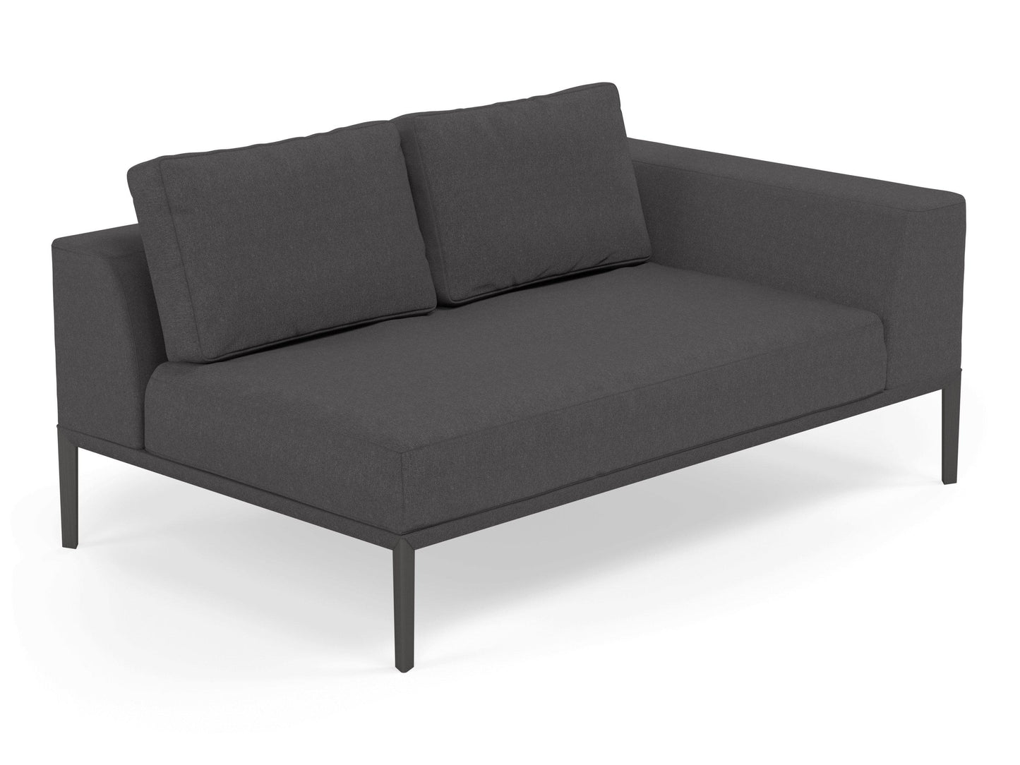 Modern 2 Seater Chaise Lounge Style Sofa with Left Armrest in Slate Grey Fabric-Distinct Designs (London) Ltd
