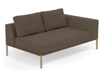 Modern 2 Seater Chaise Lounge Style Sofa with Left Armrest in Coffee Brown Fabric-Distinct Designs (London) Ltd