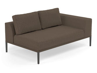 Modern 2 Seater Chaise Lounge Style Sofa with Left Armrest in Coffee Brown Fabric-Distinct Designs (London) Ltd