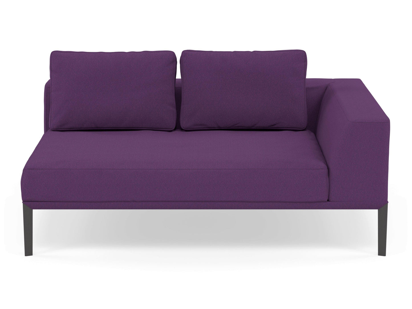 Modern 2 Seater Chaise Lounge Style Sofa with Left Armrest in Deep Purple Fabric-Wenge Oak-Distinct Designs (London) Ltd